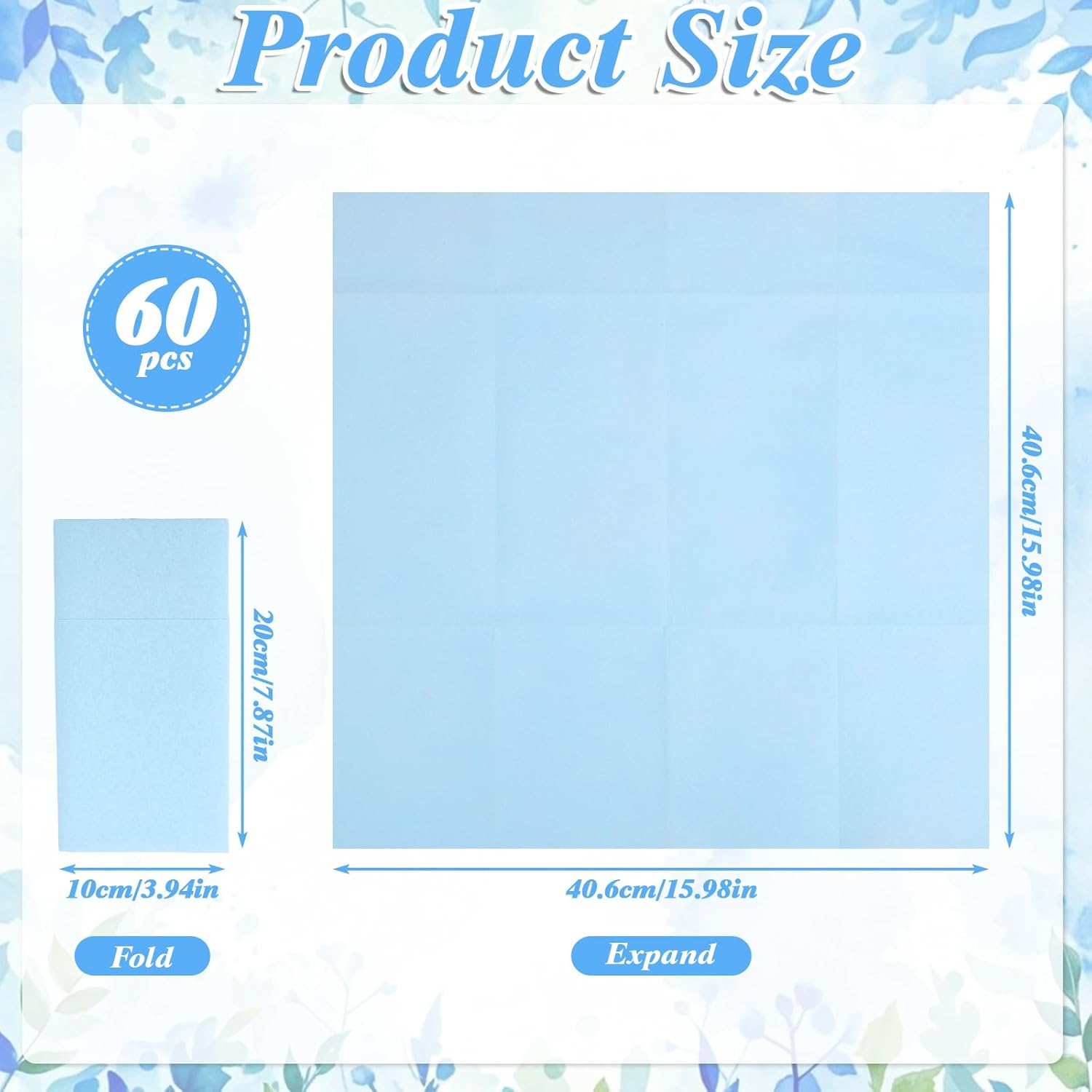 Detalle 2 de NatNarr 60 Pack Light Blue Linen-Feel Paper Napkins with Built-in Flatware Pocket