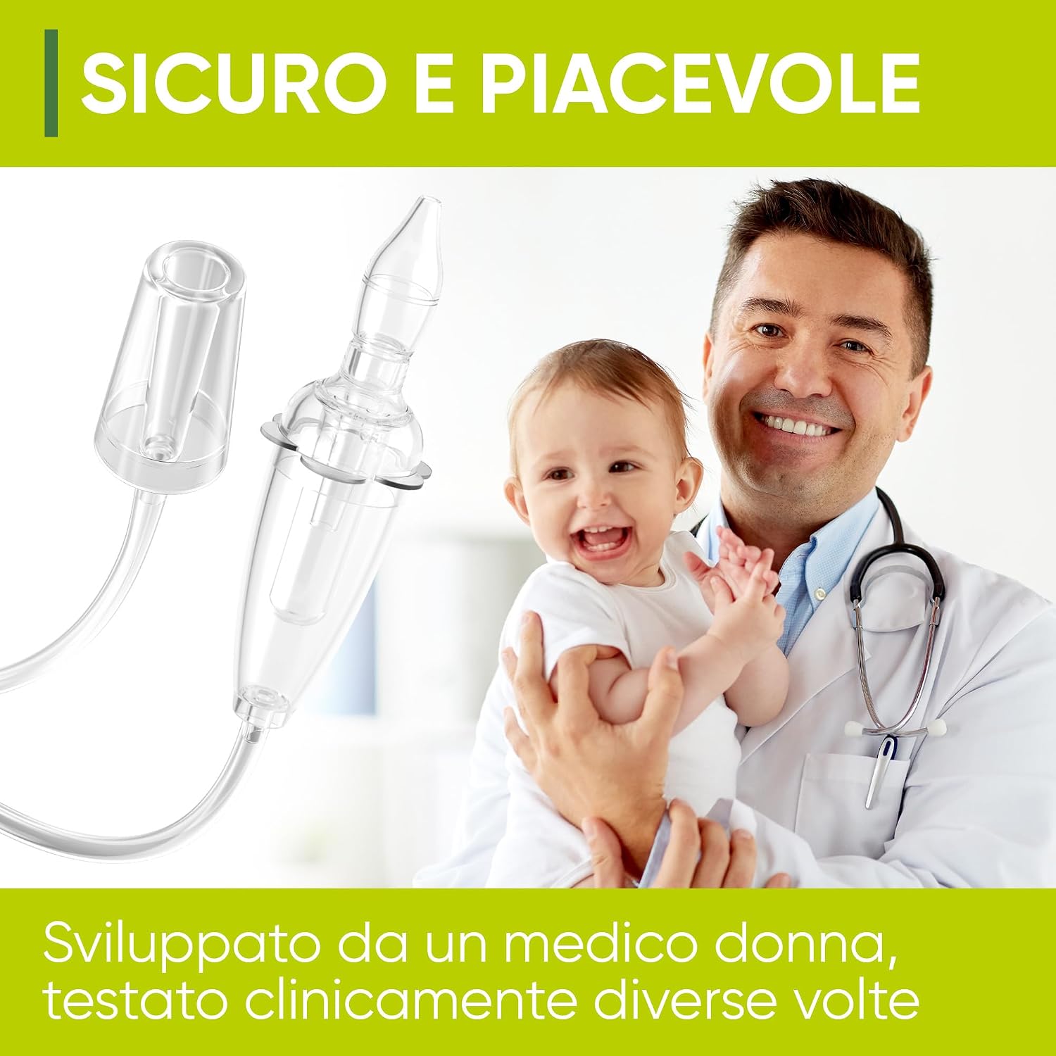Detalle de Airmed’s Vac. aspiratore nasale neonato con 2 testine e spazzola, clinicamente testato