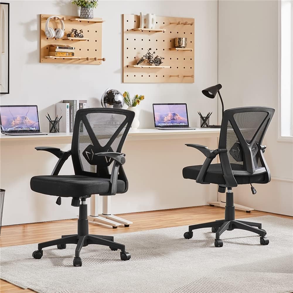 Thumbnail 1 de Yaheetech Sedia da ufficio ergonomica con supporto lombare e braccioli regolabili, schienale in rete traspirante (portata 136 kg) nera