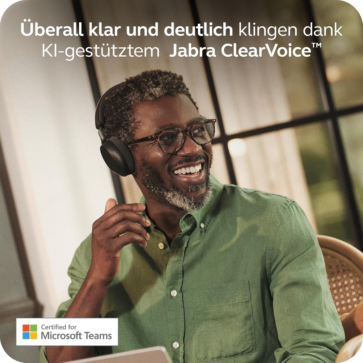 Thumbnail 2 de Jabra Evolve3 75 (MS) mit Link390c – Black: Headset für klare Sprache & adaptive Noise-Cancelling