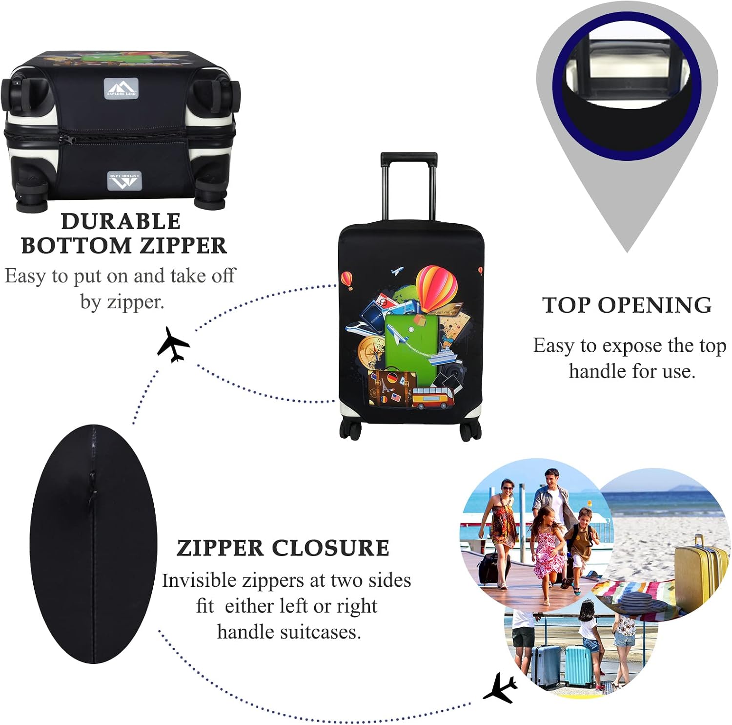 Thumbnail 2 de Explore Land Travel Luggage Cover 18-32 Inch