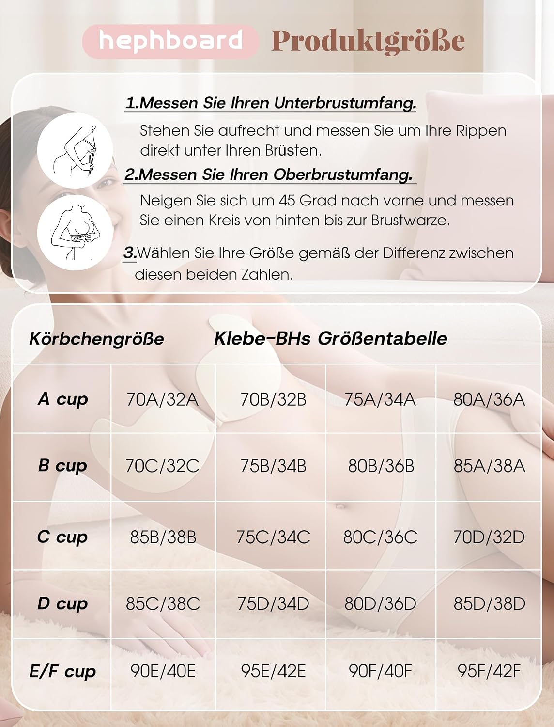 Detalle de Klebe BH Push Up Trägerloser Rückenfreier BH – unsichtbarer Klebe-BH für tiefe Ausschnitte