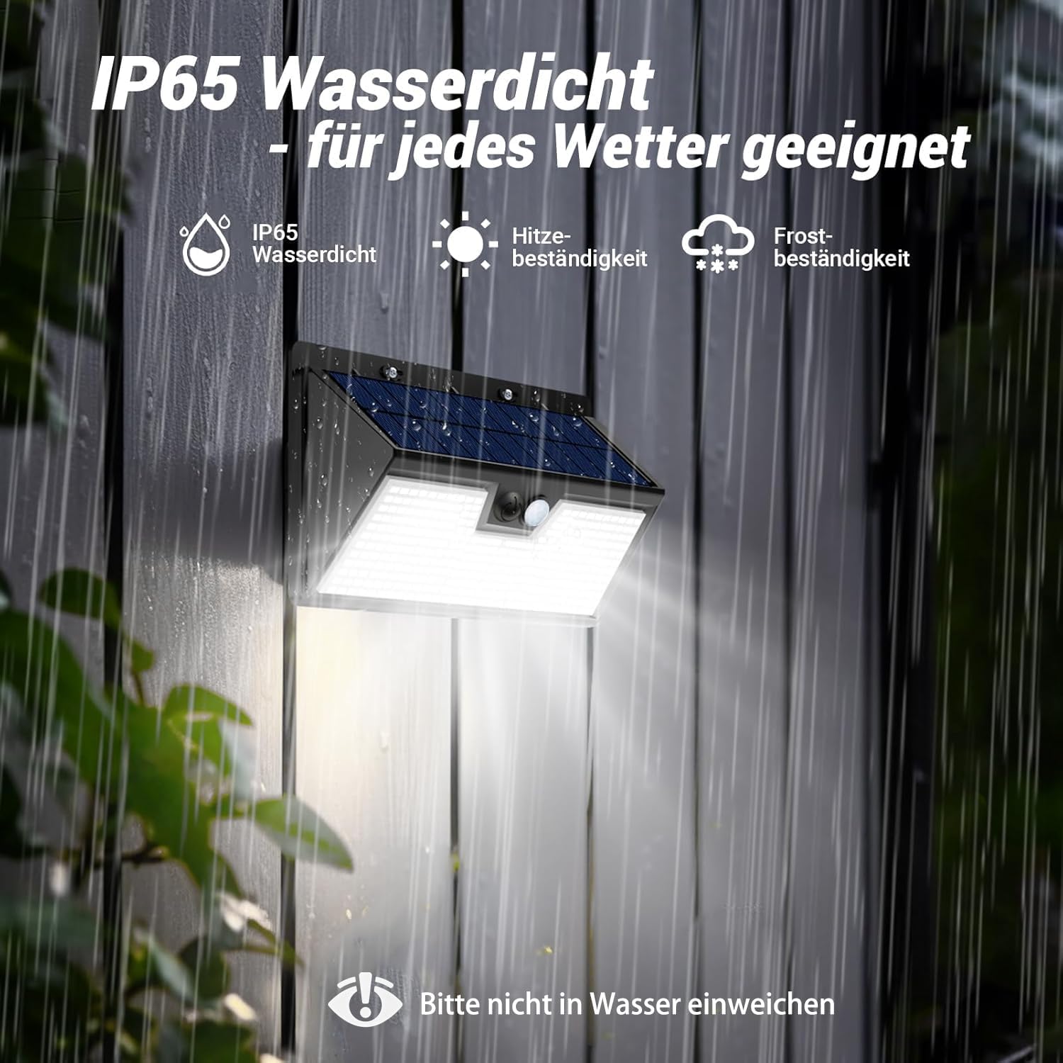 Detalle de vighep Solarlampen für Außen mit Bewegungsmelder, 318 LEDs, IP65 – 3 Modi (kaltweiß), 1 Stück