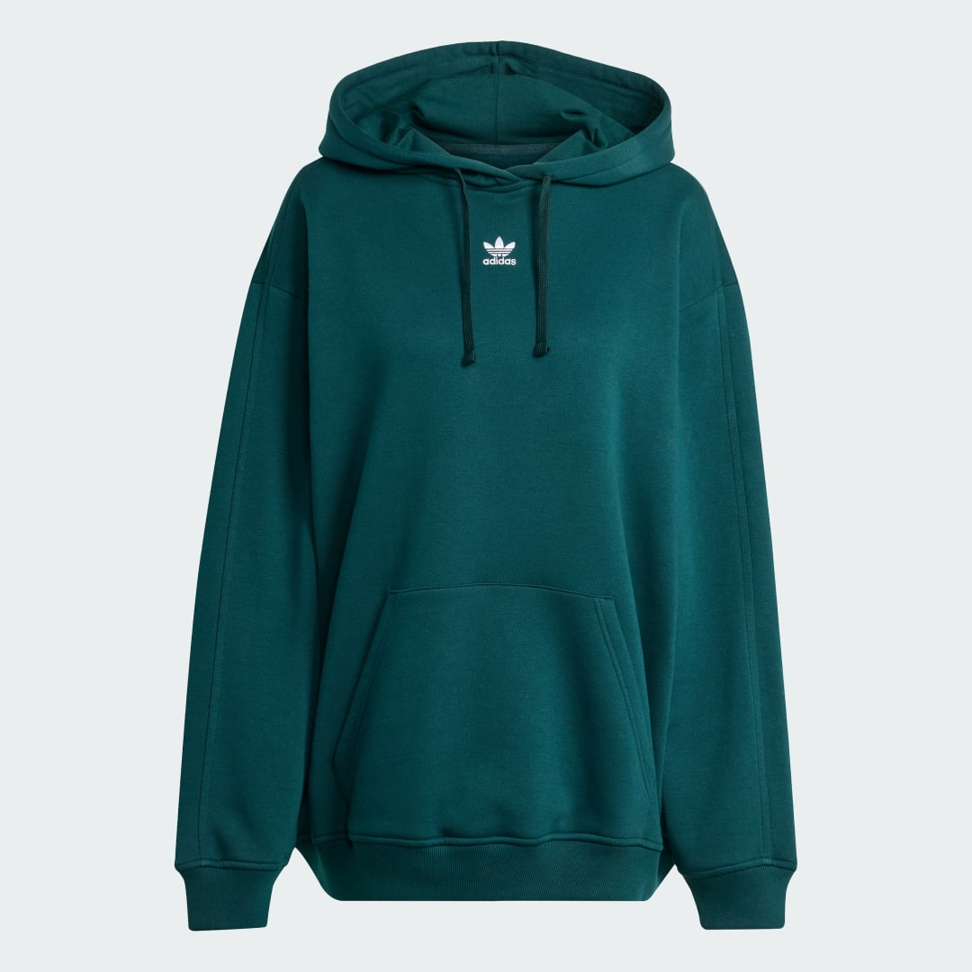 Detalle 2 de Sudadera con capucha Essentials Oversized Fleece de Adidas (Verde): comodidad casual para tu día a día