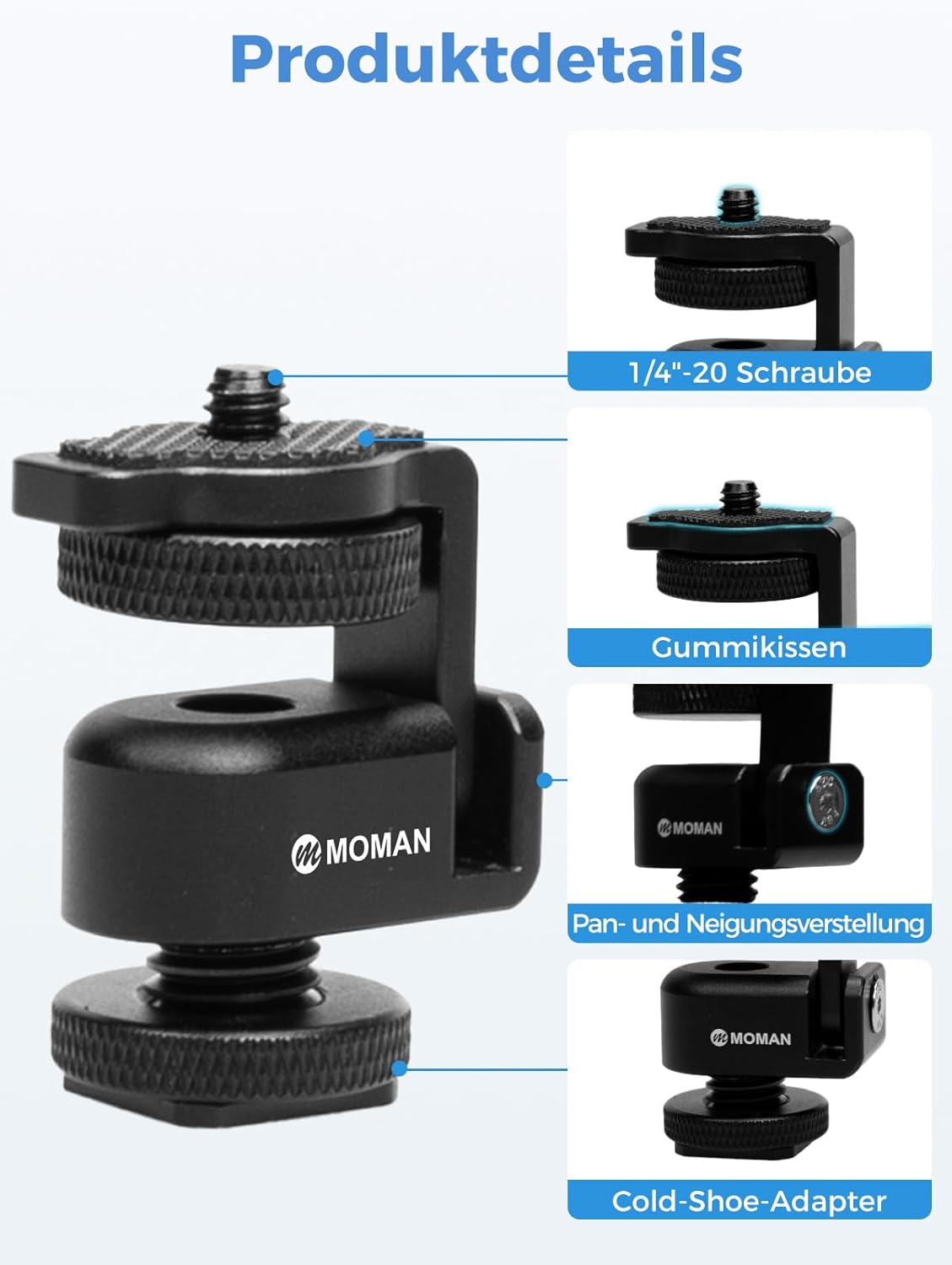 Thumbnail 1 de Moman Kamera-Monitor-Unterstützung Cold Shoe Adapter Mount – 2er-Set