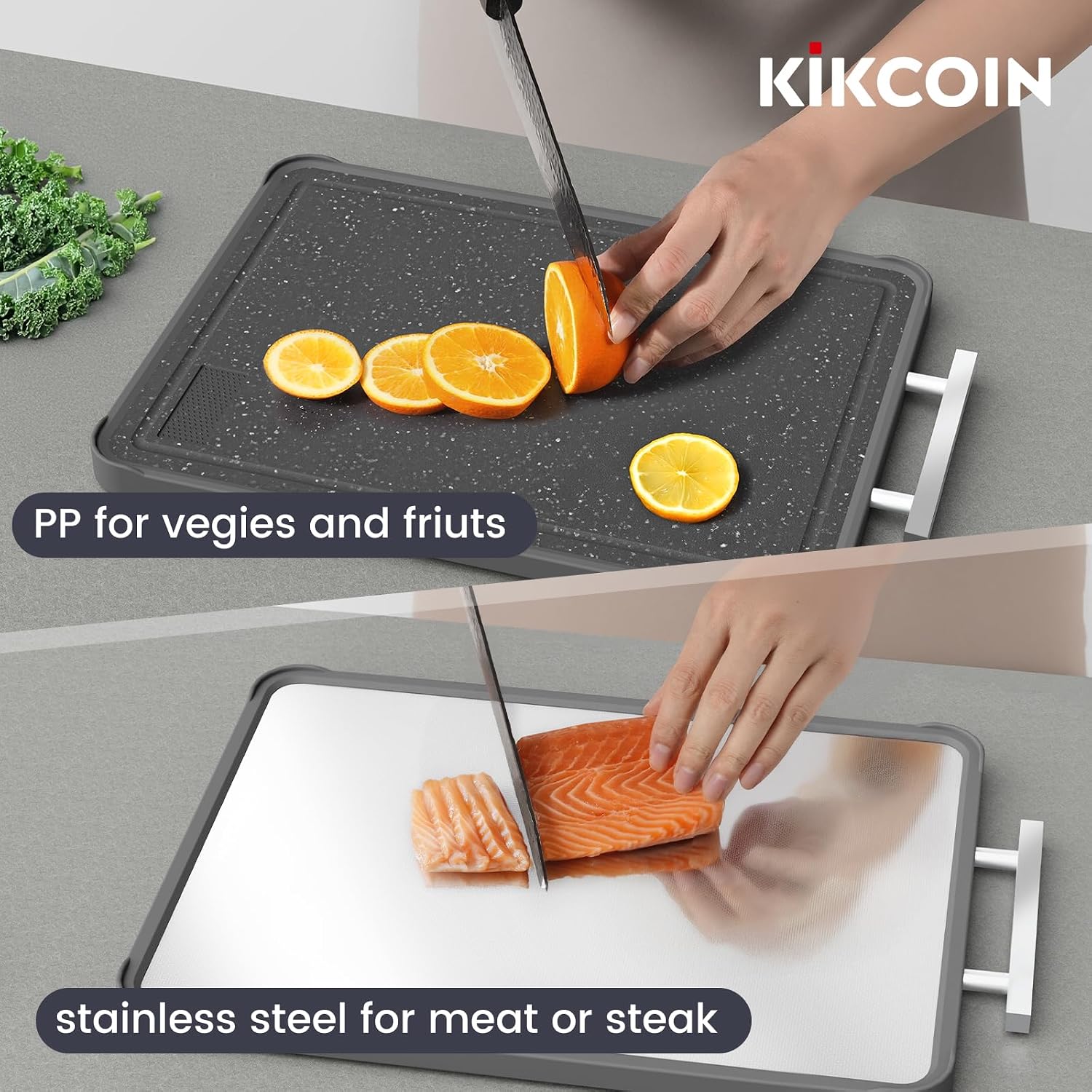Thumbnail 4 de Kikcoin Double-Sided Stainless Steel Cutting Board ๐ง