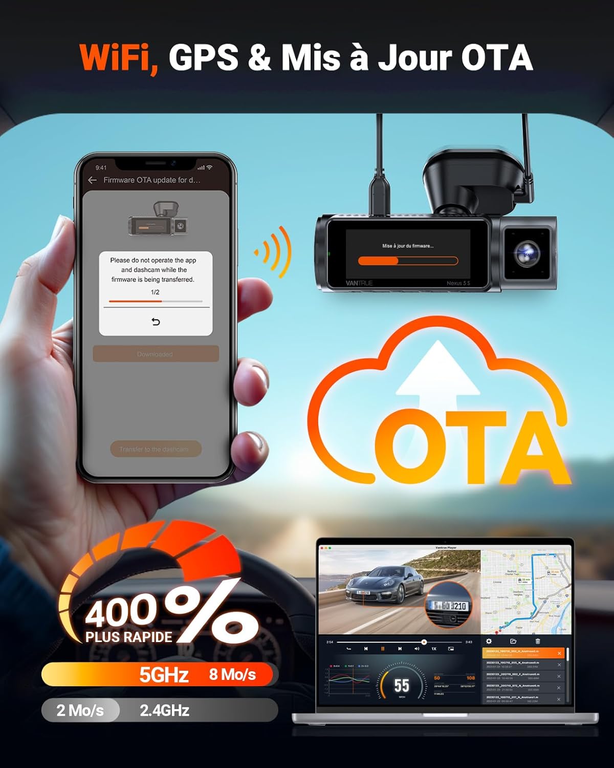 Thumbnail 6 de VANTRUE N5S Dashcam 4 canaux 2,7K