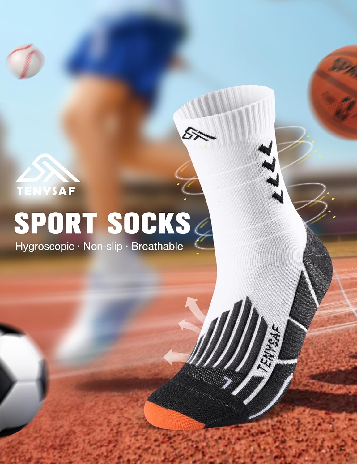 Detalle de Lounwee Kompressions Laufsocken: 3er-Pack, 20 mmHg Kompression, Polsterung – Herren & Damen