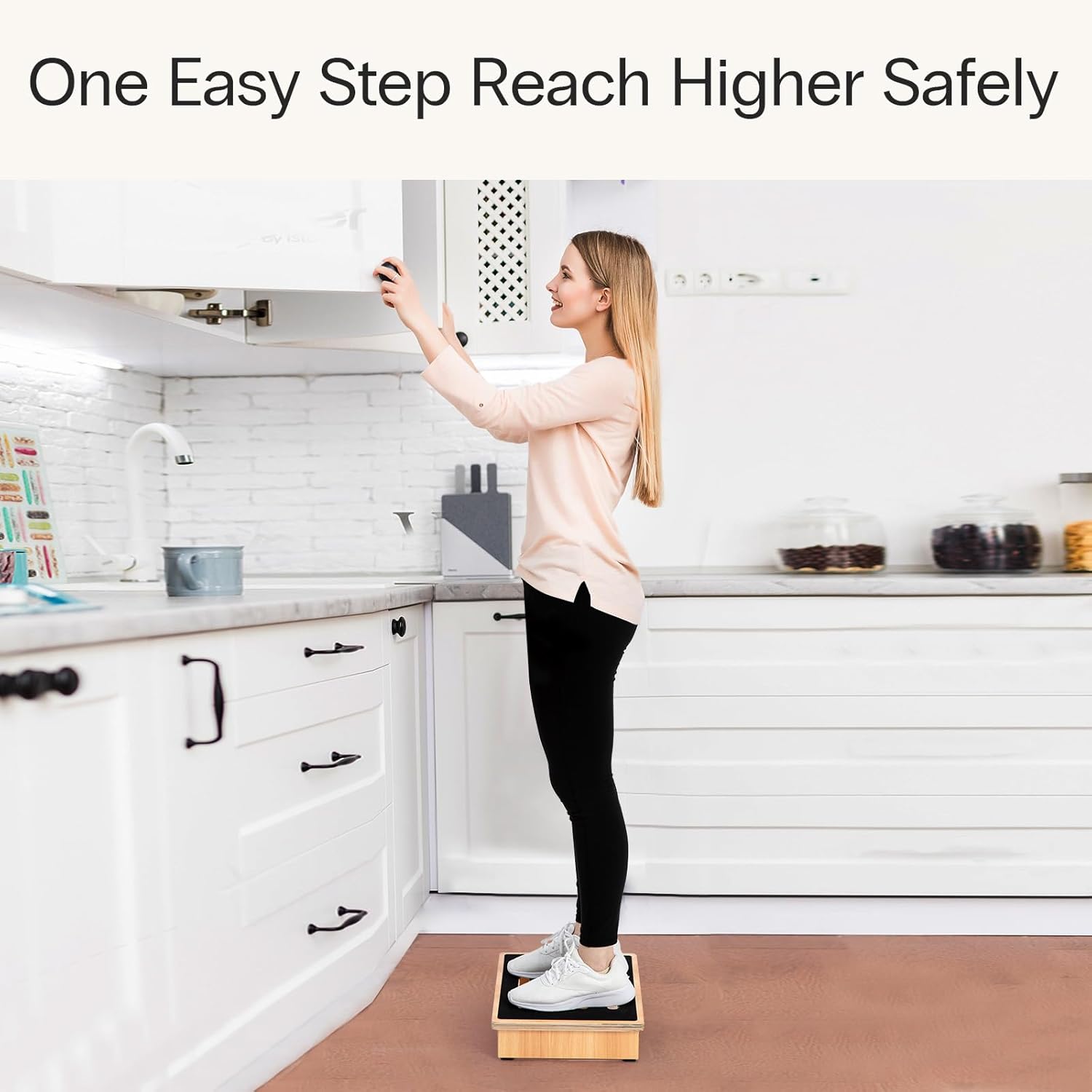 Thumbnail 5 de StrongTek One Step Stool for Adults (Natural) — Durable Wooden Risers with Non-Slip Surface
