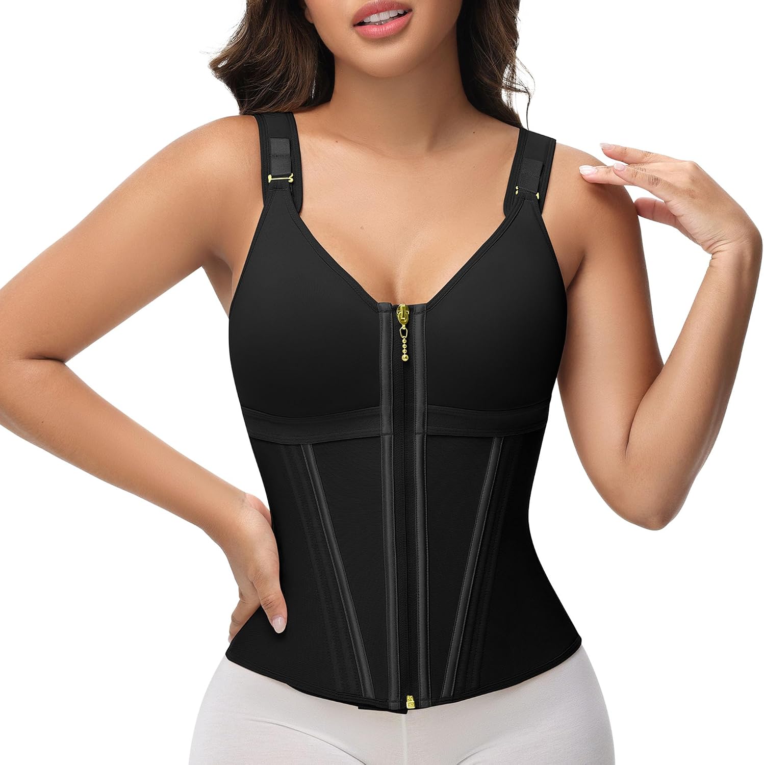 Detalle de SHAPSHE Waist Trainer Corset for Women with Tummy Control, Zipper & Hooks