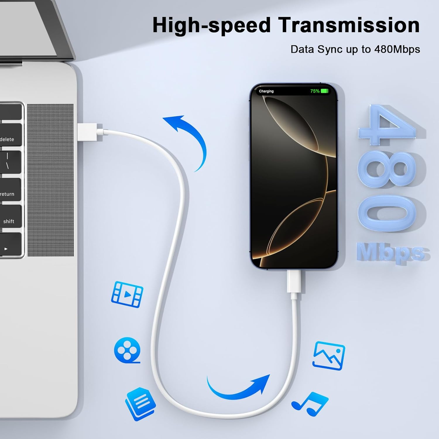 Thumbnail 6 de FUHAYA 5-Pack USB-A to USB-C CarPlay cable for iPhone 16/15