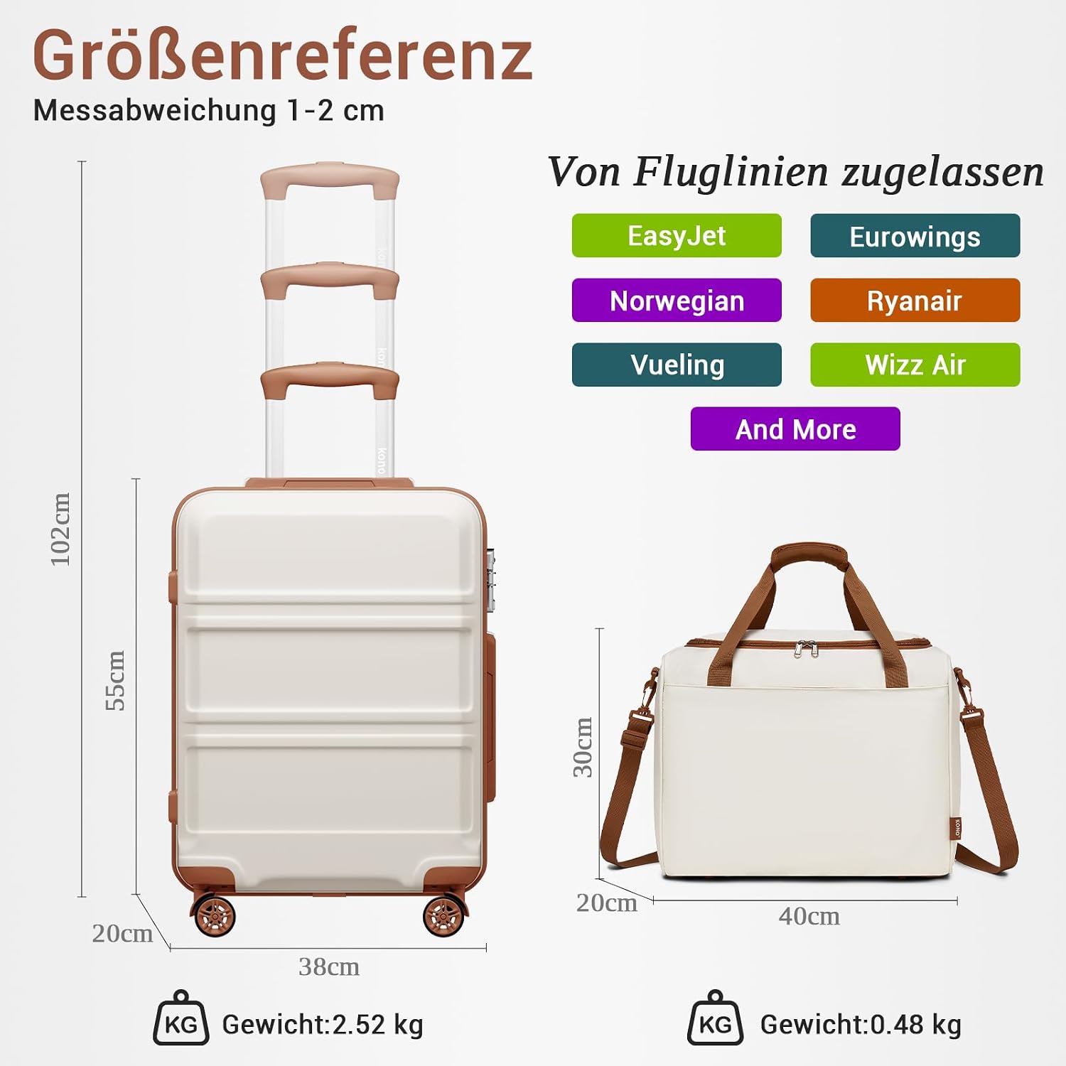 Thumbnail 1 de KONO 55cm Handgepäck-Koffer Trolley Set 55 cm