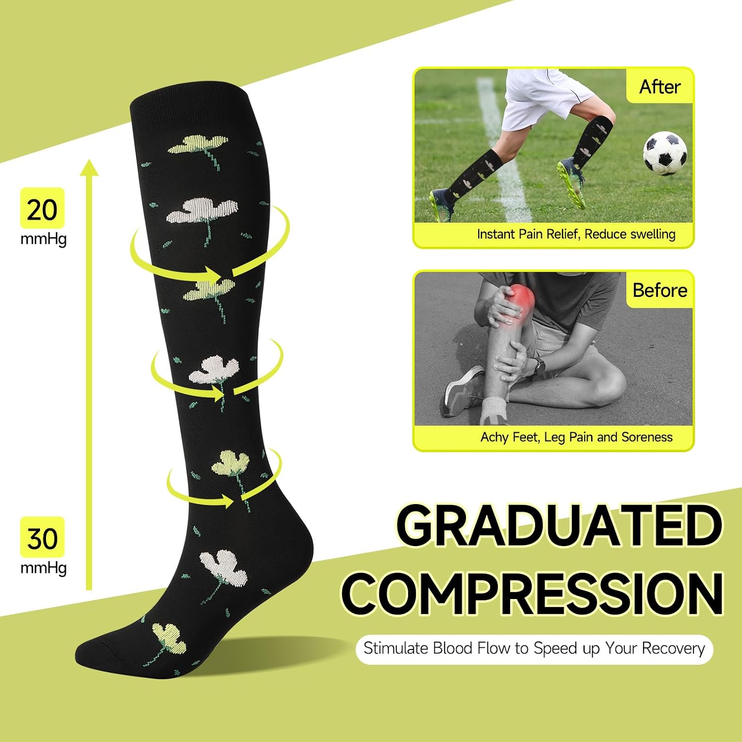 Detalle de Zuimei 6 Pairs Compression Socks for Women & Men – 20-30 mmHg Support for Circulation and All-Day Comfort