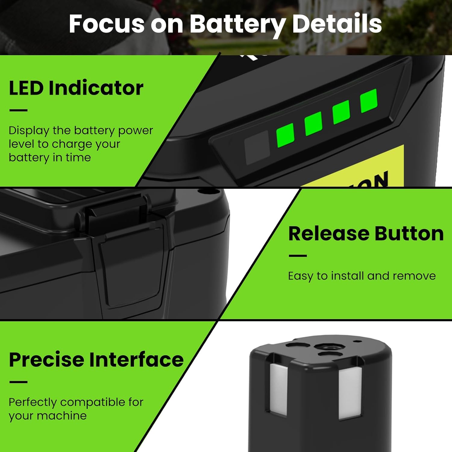 Detalle 2 de TOPBATT 2x18V Ryobi compatible 5.0Ah batteries