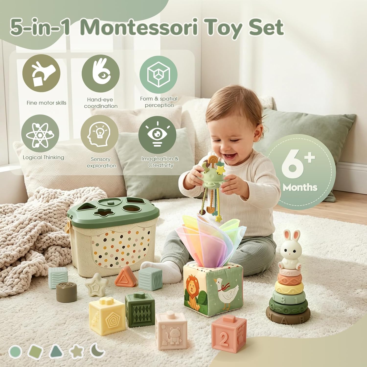 Thumbnail 6 de Auezona 5 in 1 Montessori Baby Toys for 6-12 Months