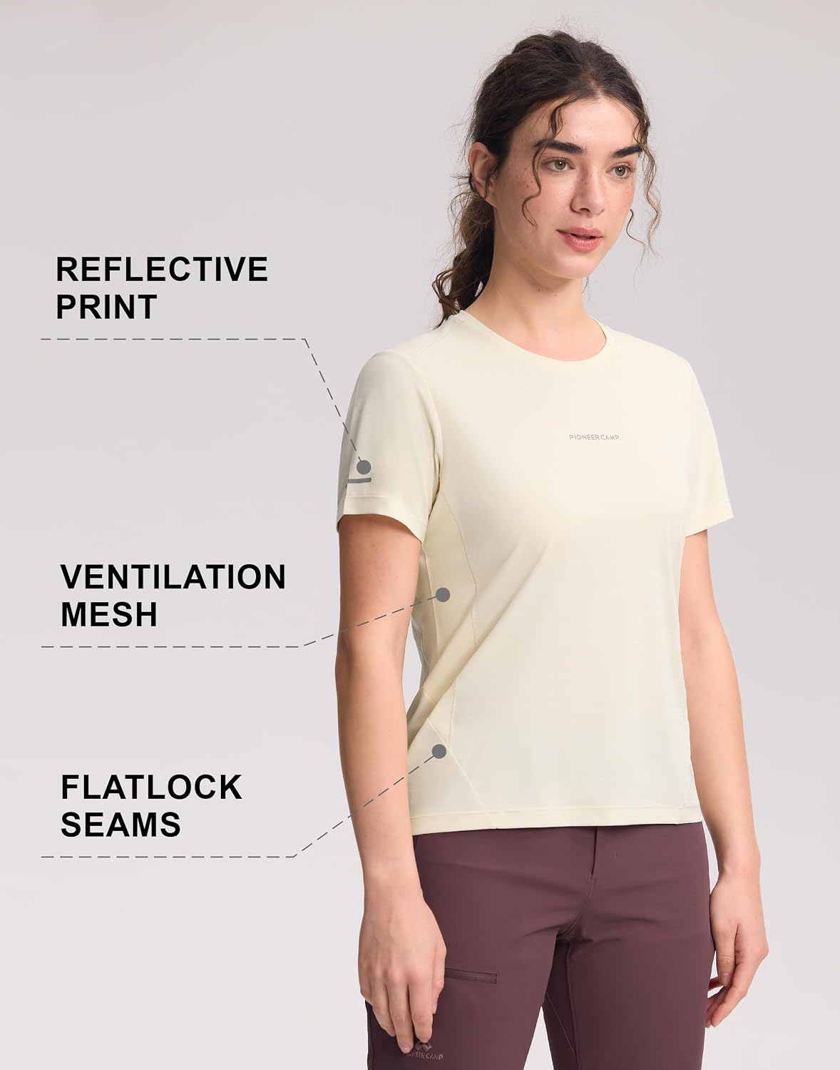 Detalle de Pioneer Camp Maglietta sportiva da donna con traspirazione rapida e inserti in rete