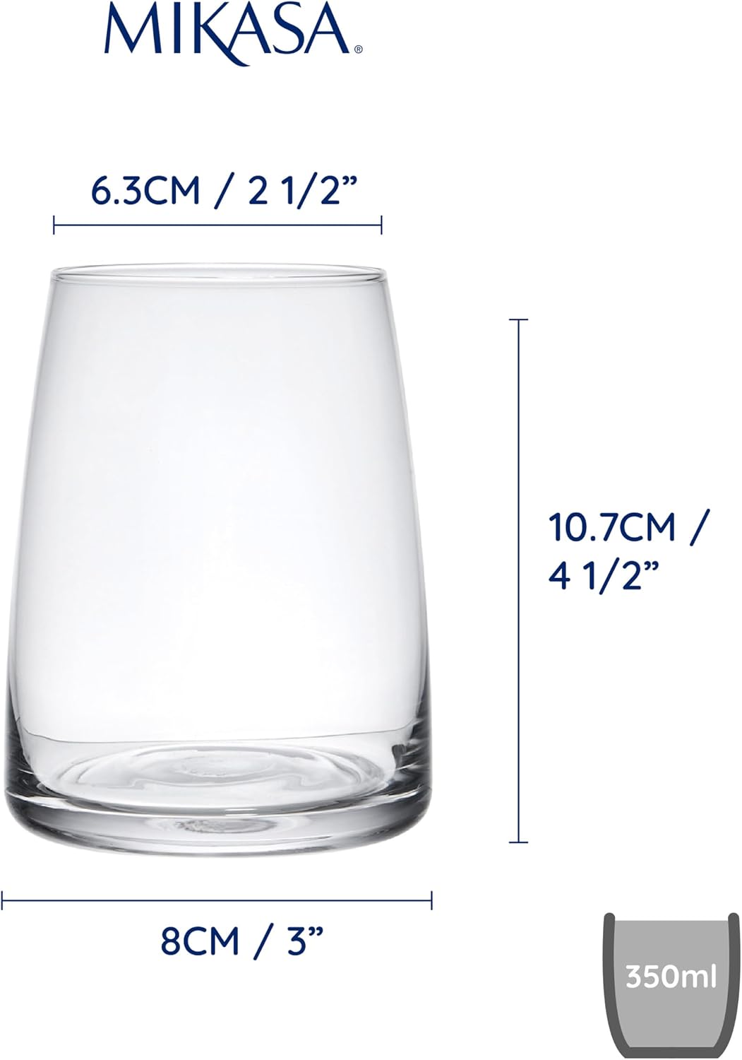 Detalle 2 de Mikasa Palermo Stemless Wine Glasses, Set of 4, 350ml Lead-Free Crystal