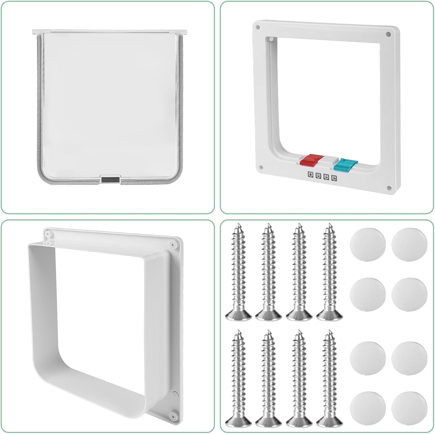 Detalle 2 de Katzenklappe XL – einfache Montage, 4‑fach Verriegelung, Innen/Außen Tür, Wand oder Fenster