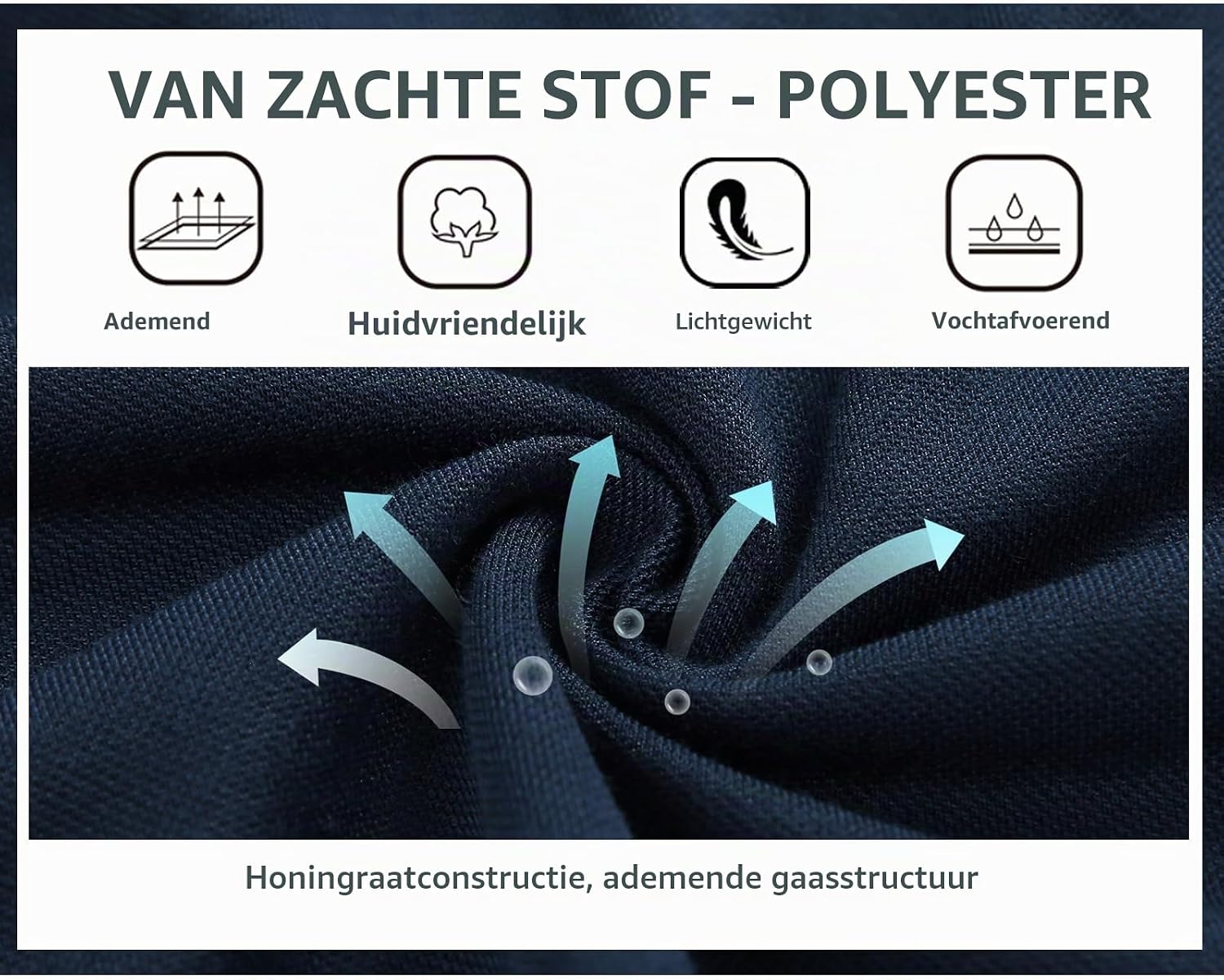 Detalle de LLdress herenpolo met korte mouwen, sneldrogend en ademend voor golf en tennis