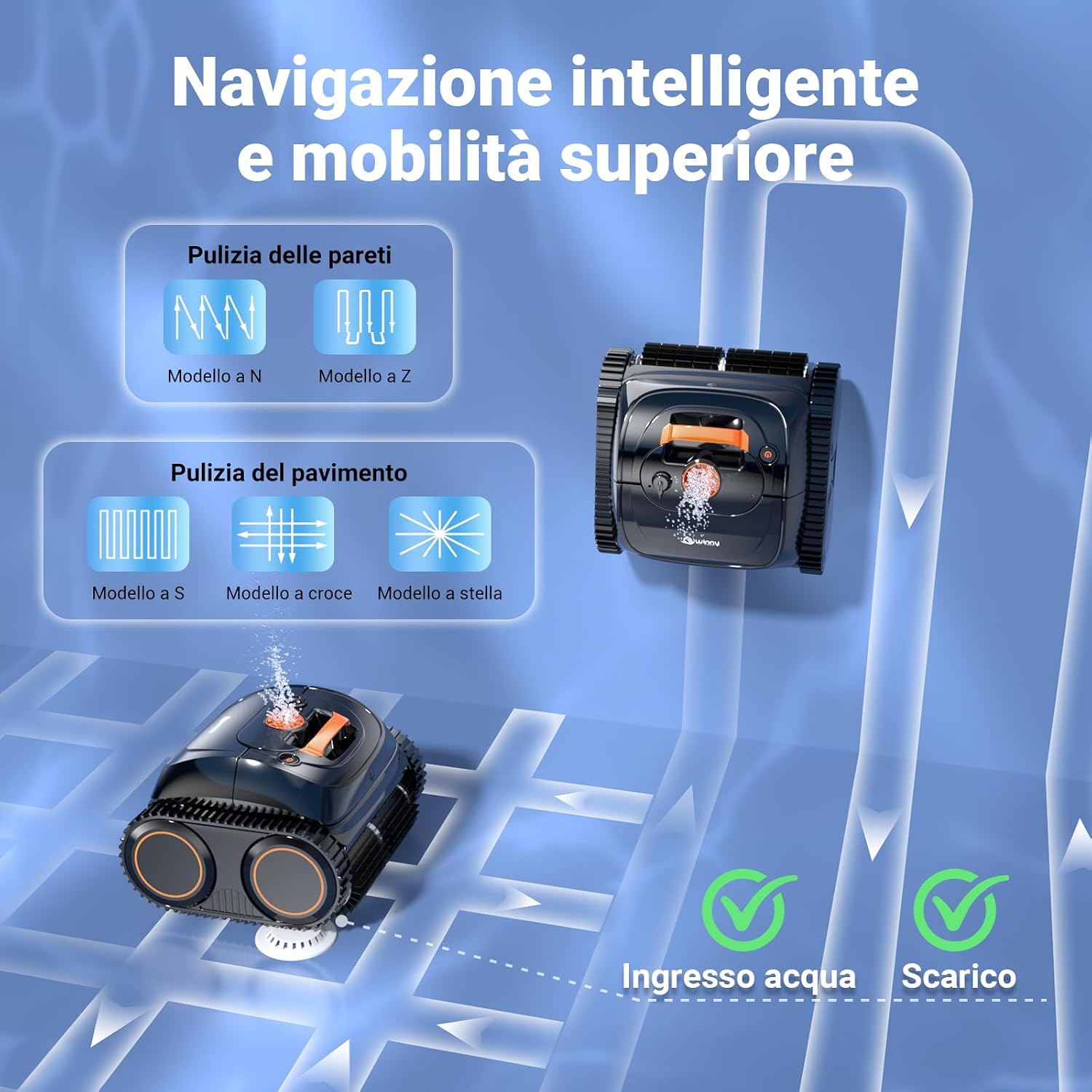 Detalle de Winny C1 Robot Piscina: pulizia intelligente per piscine interrate e fuori terra fino a 150 m²