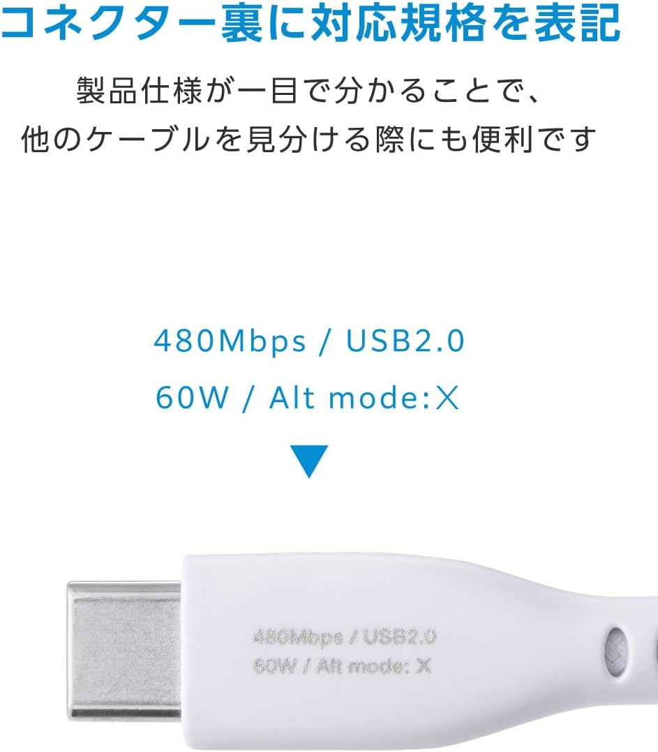 Thumbnail 6 de エレコム MPA-CCECMG20WH USB Type-Cケーブル 2m・60W PD対応、マグネット収納
