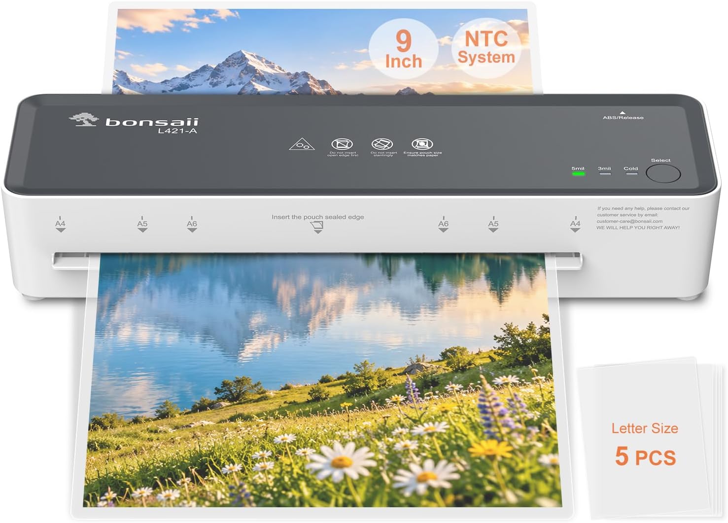 Detalle de Bonsaii 9-Inch Laminator, Hot and Cold Modes, ABS Jam Release