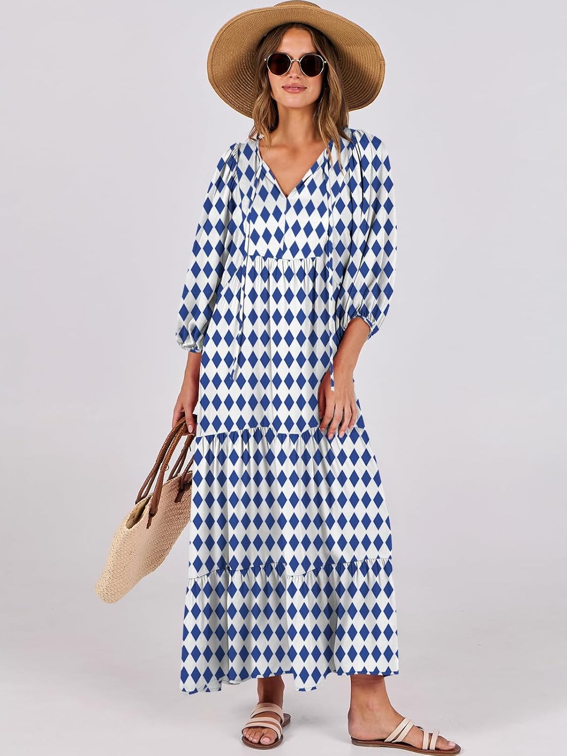 Thumbnail 6 de ANRABESS Womens Boho Maxi Dress V‑Neck 2026