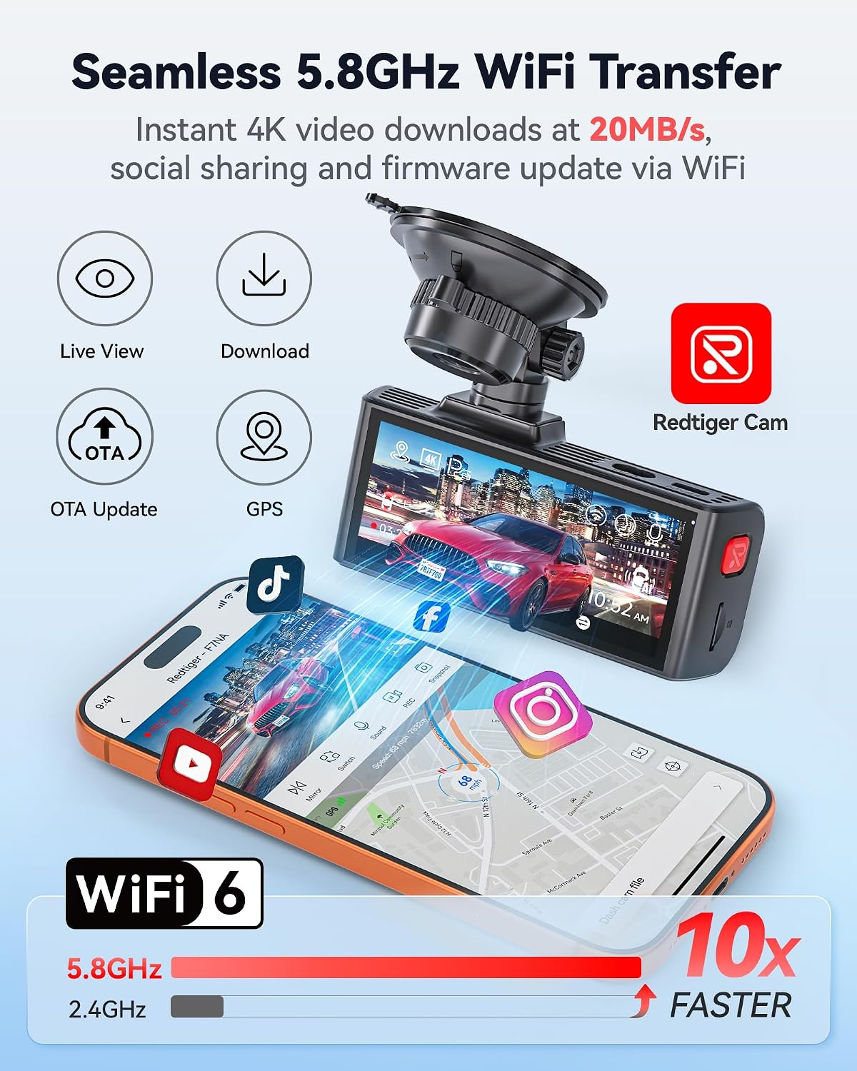 Thumbnail 3 de REDTIGER F7NA 4K Dual Dash Cam with STARVIS 2 IMX678, 5GHz Wi-Fi, GPS and 24H Parking