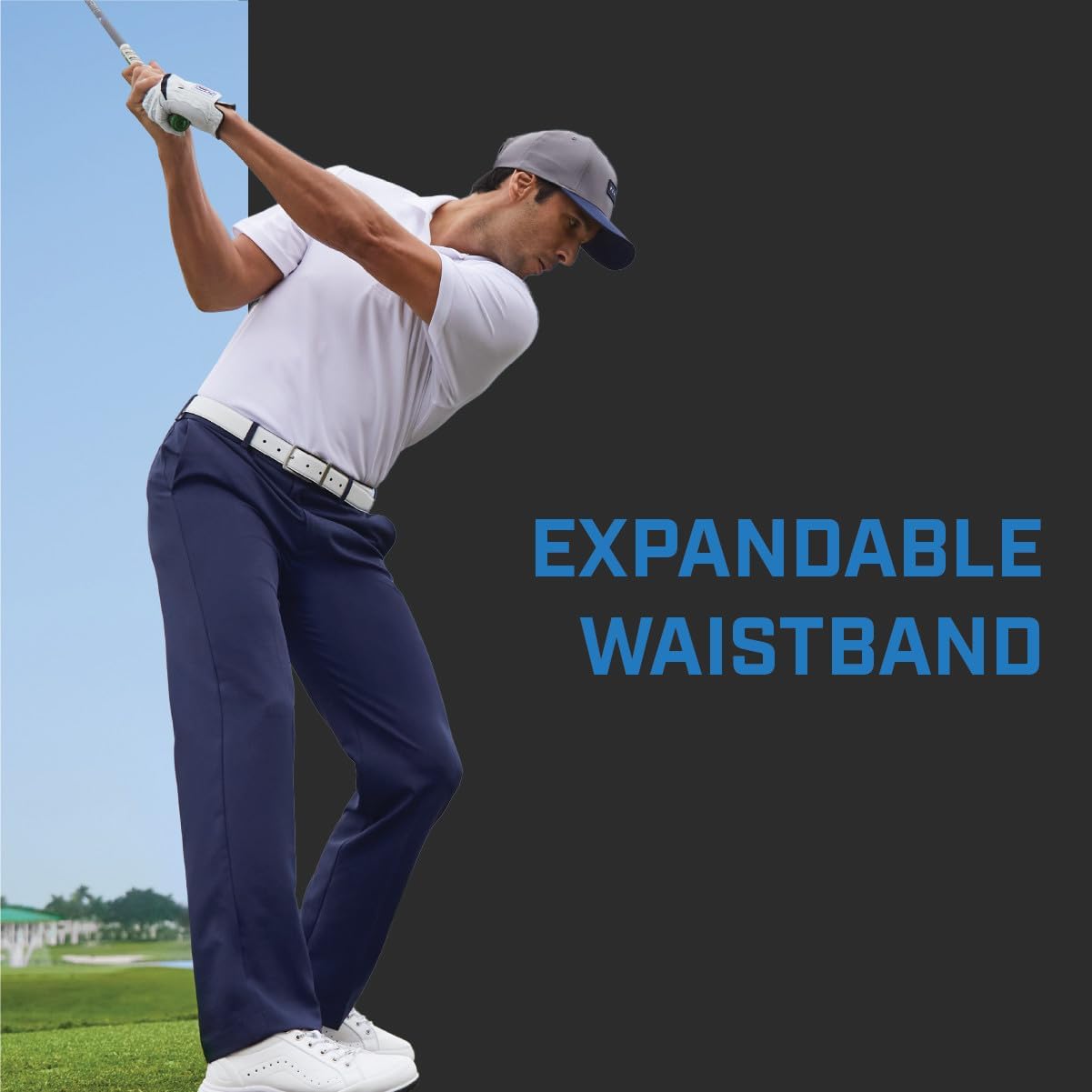 Detalle de PGA Tour Men’s Flat Front Golf Pant with Expandable Waistband
