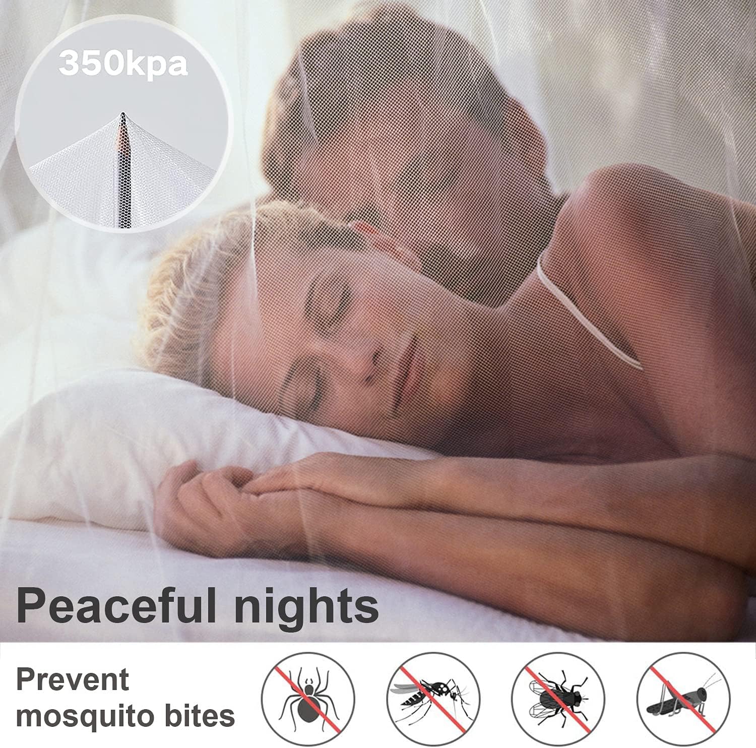 Detalle 2 de Grand Moustiquaire Ciels pour lit simple, King Size ou double (XL) – protection contre les insectes