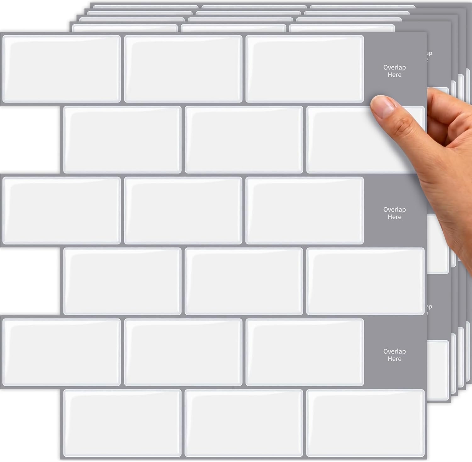 Detalle de TradeDownCo Peel & Stick Wall Tiles (10 Sheets) – Premium Self-Adhesive 12x12 White Tile Stickers