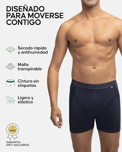 Detalle de DANISH ENDURANCE Calzoncillos Hombre Boxer Deportivos (Pack 3) – Azul, XL