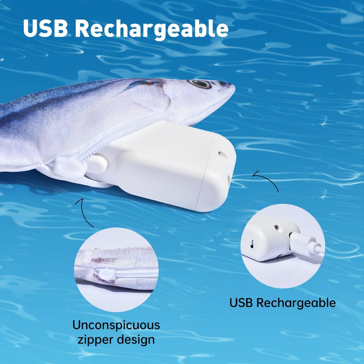 Thumbnail 2 de Petgravity Flopping Fish Cat Toys, 3-Pack, 7.1-Inch Plush, Rechargeable