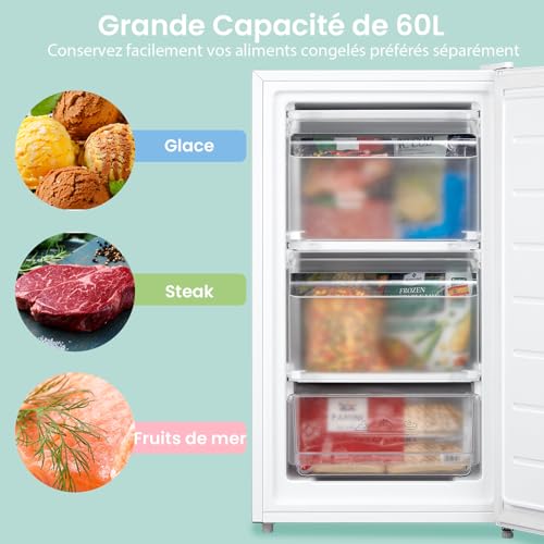 Detalle de COMFEE' RCU60WH2(E) Mini Congélateur 60 L – Monoporte, Blanc