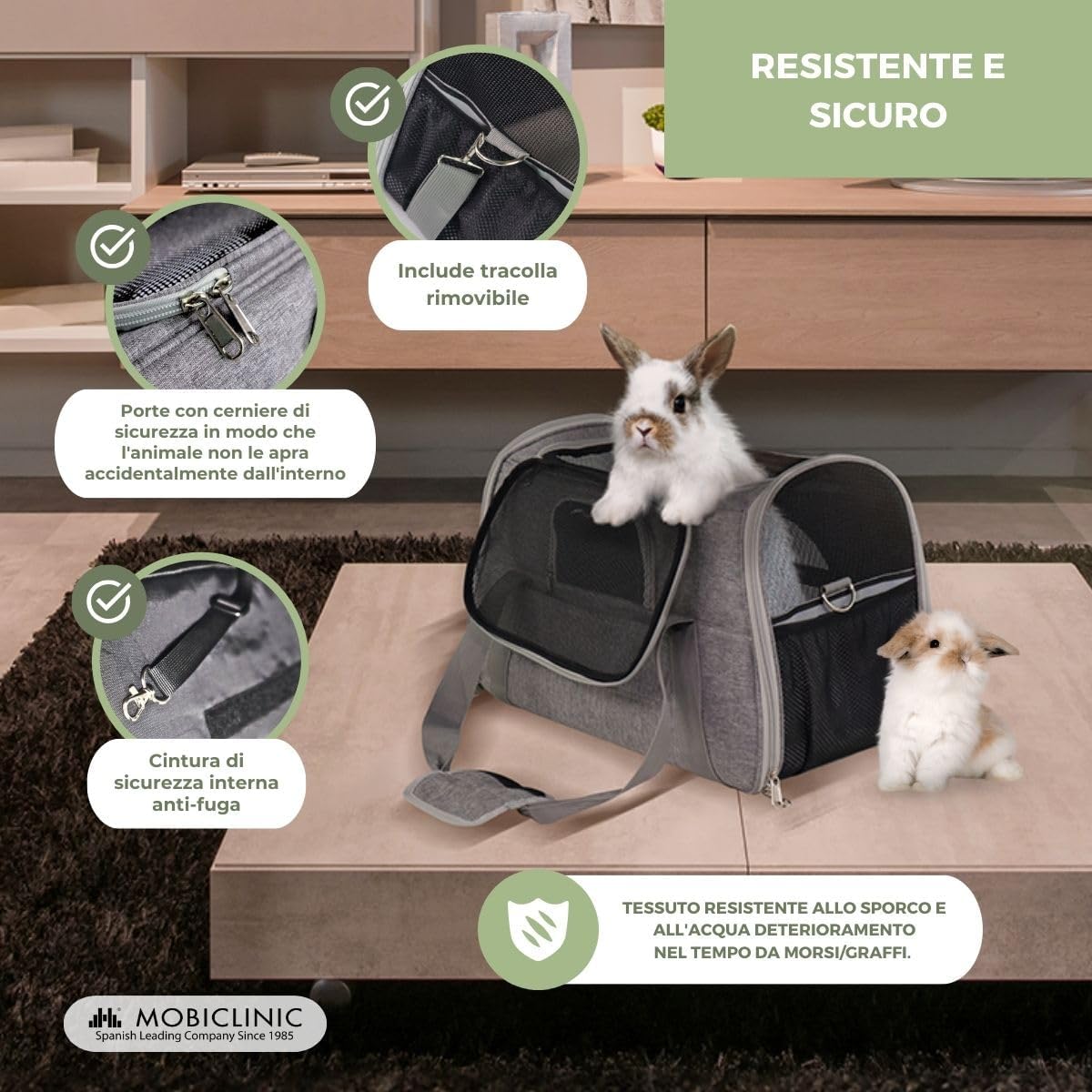 Thumbnail 6 de Mobiclinic® pets Bronco: Trasportino pieghevole per cani e gatti, ventilato e multi-accesso (48x25x30 cm)