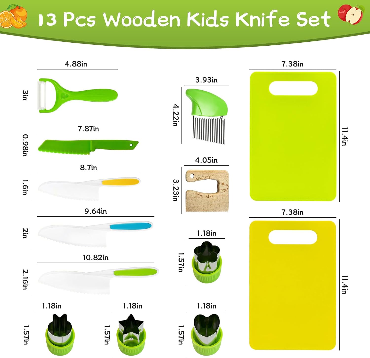 Detalle de Chanking 13 Pieces Kids Safe Knife Set for Real Cooking – Montessori-Friendly, Child-Safe Plastic Chef Tools