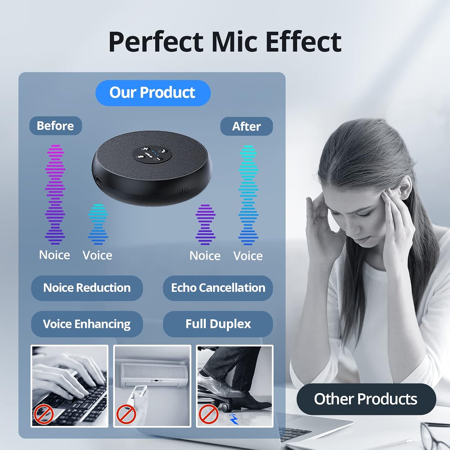 Thumbnail 3 de EMEET OfficeCore M1A USB Speakerphone (Zoom Certified) with 360° AI mics for 5–8 people
