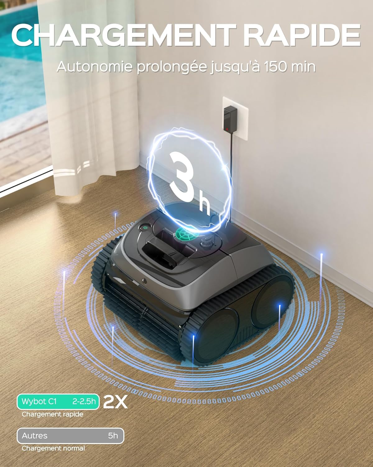 Thumbnail 5 de WYBOT C1-01 robot piscine sans fil 150 m²