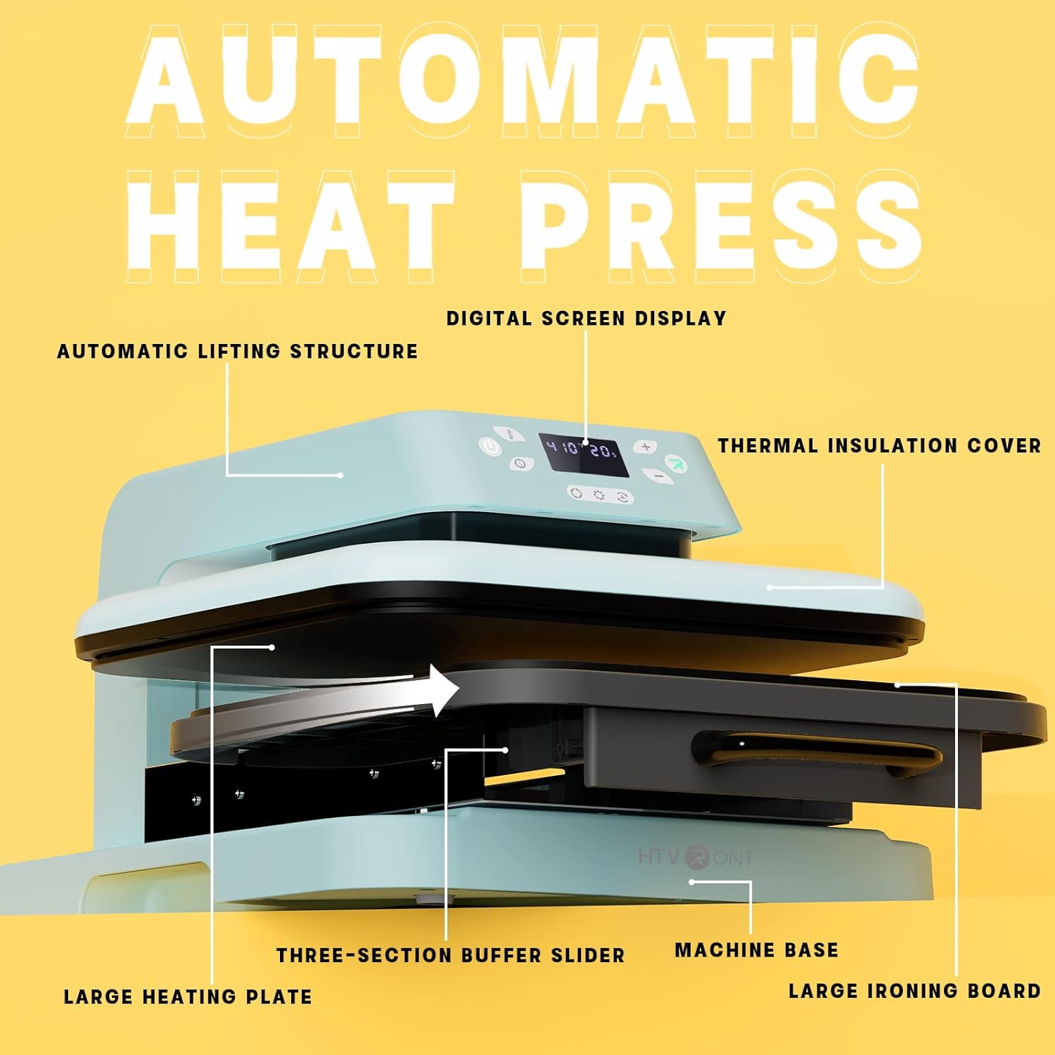 Thumbnail 3 de HTVRONT Auto 15x15 Heat Press Machine for T-Shirts: Hands-Free, Fast warm-up, Auto Release