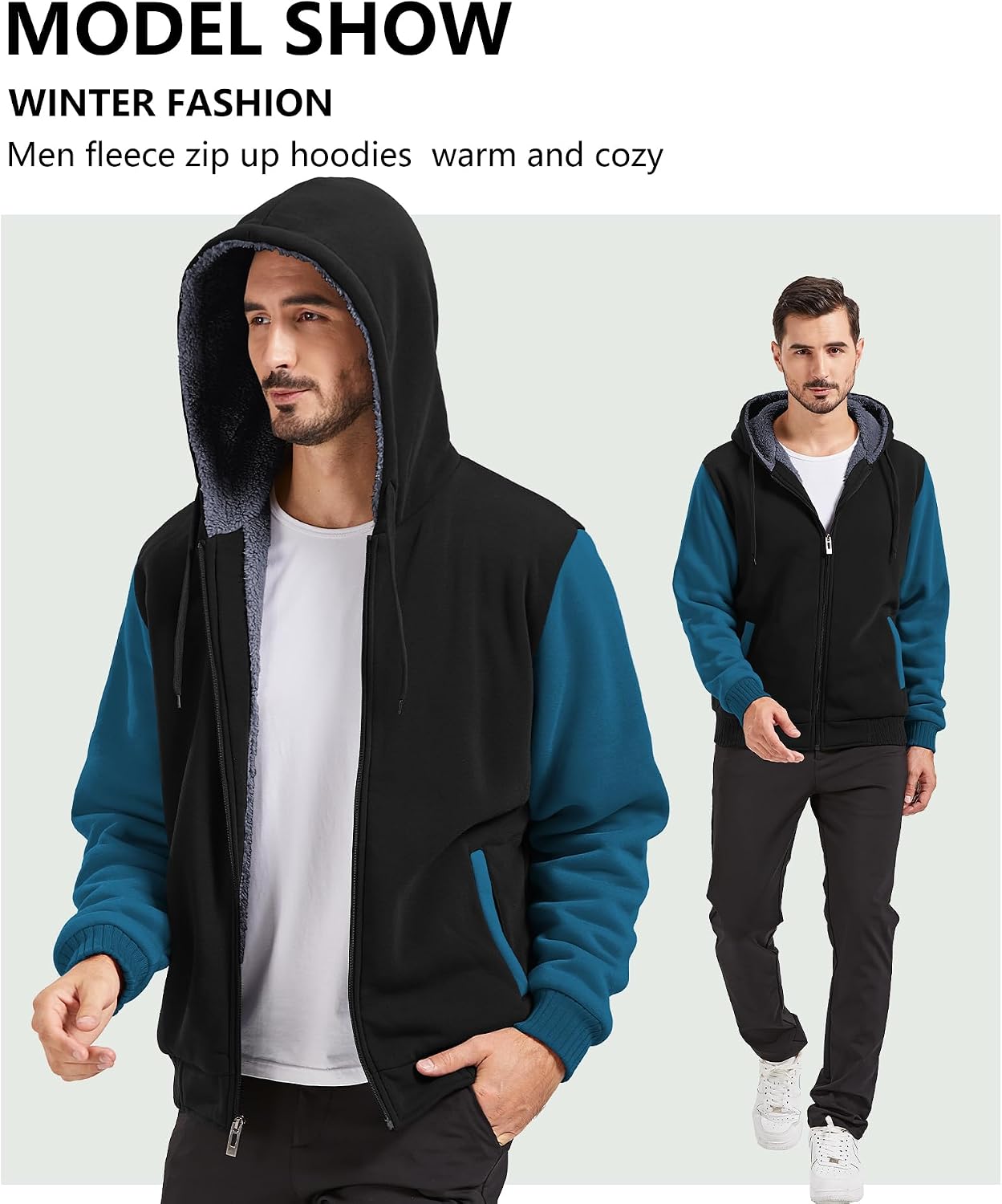 Detalle 2 de GEEK LIGHTING Men's Fleece-Lined Zip-Up Hoodie