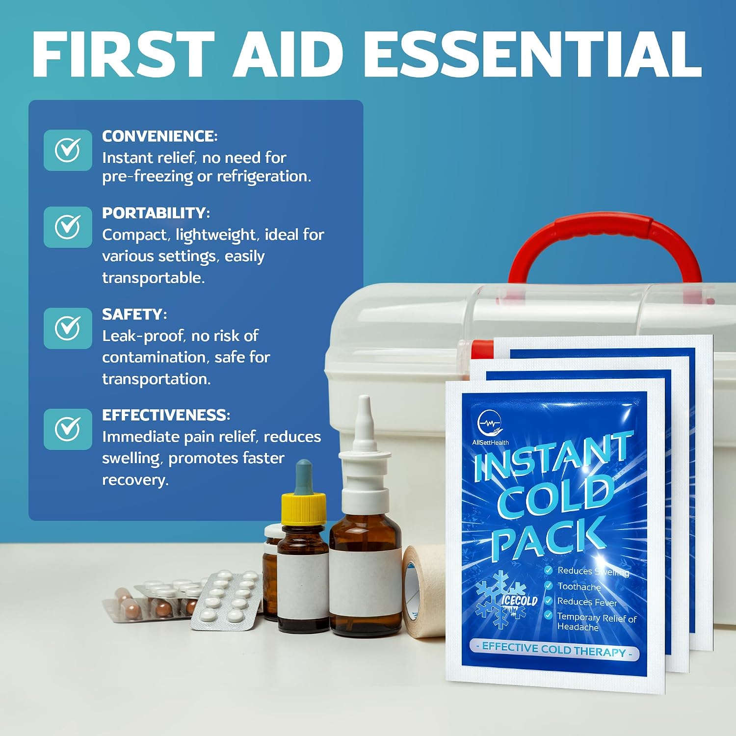 Thumbnail 6 de 100 Packs Instant Cold Pack – Disposable Ice Packs for Injury Relief