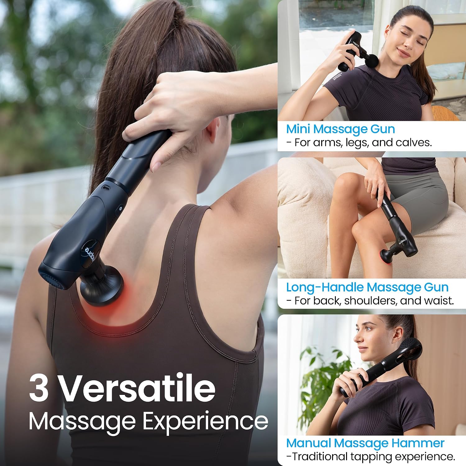 Thumbnail 6 de NAPRE Mini Pistolet de Massage 3 en 1 avec Tête Chaude et Lumière Rouge
