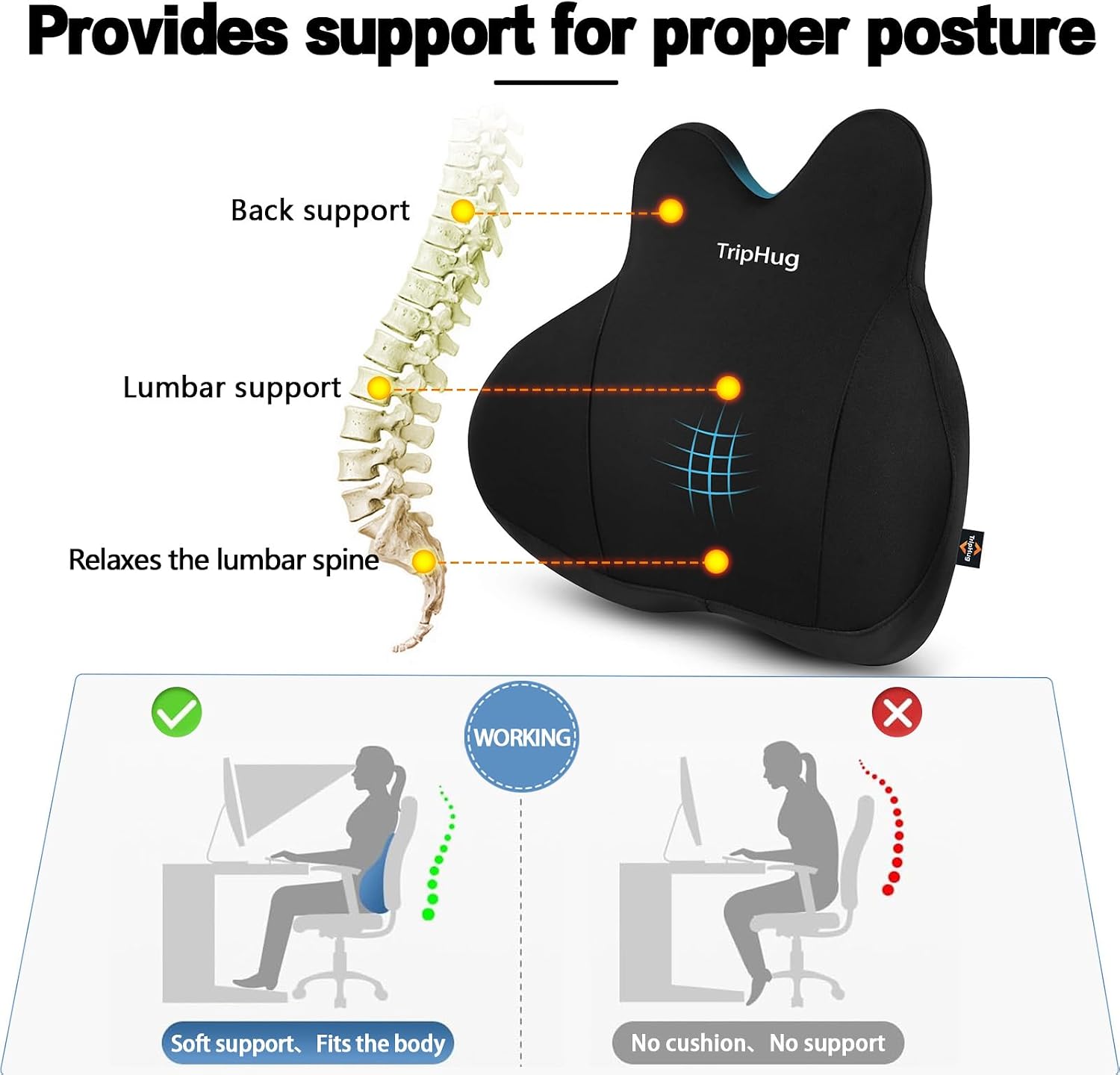 Detalle 2 de TripHug Lumbar Support Cushion Memory Foam
