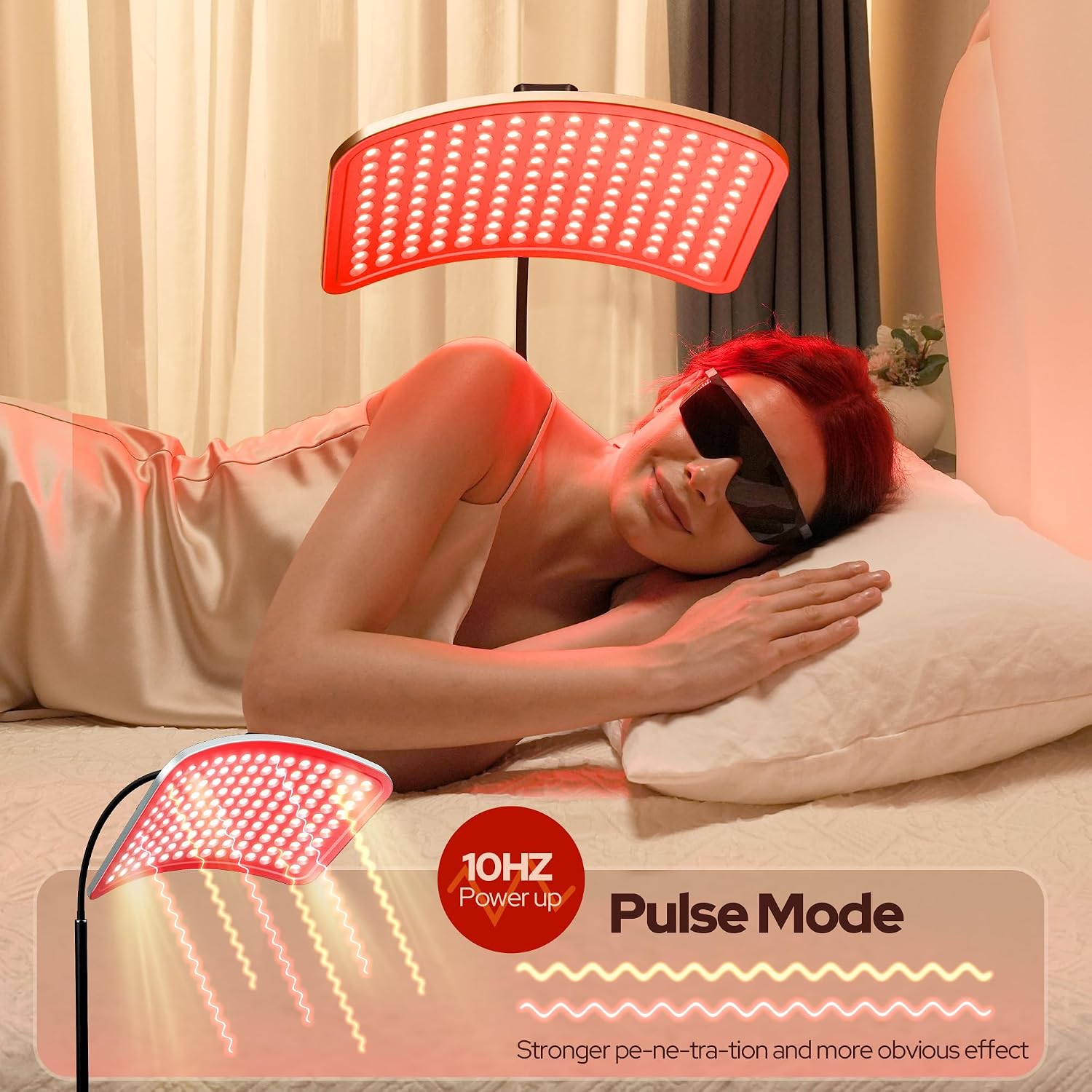 Detalle de SUNKENET LTFL003 Red Light Therapy Lamp, 660nm and 850nm LEDs