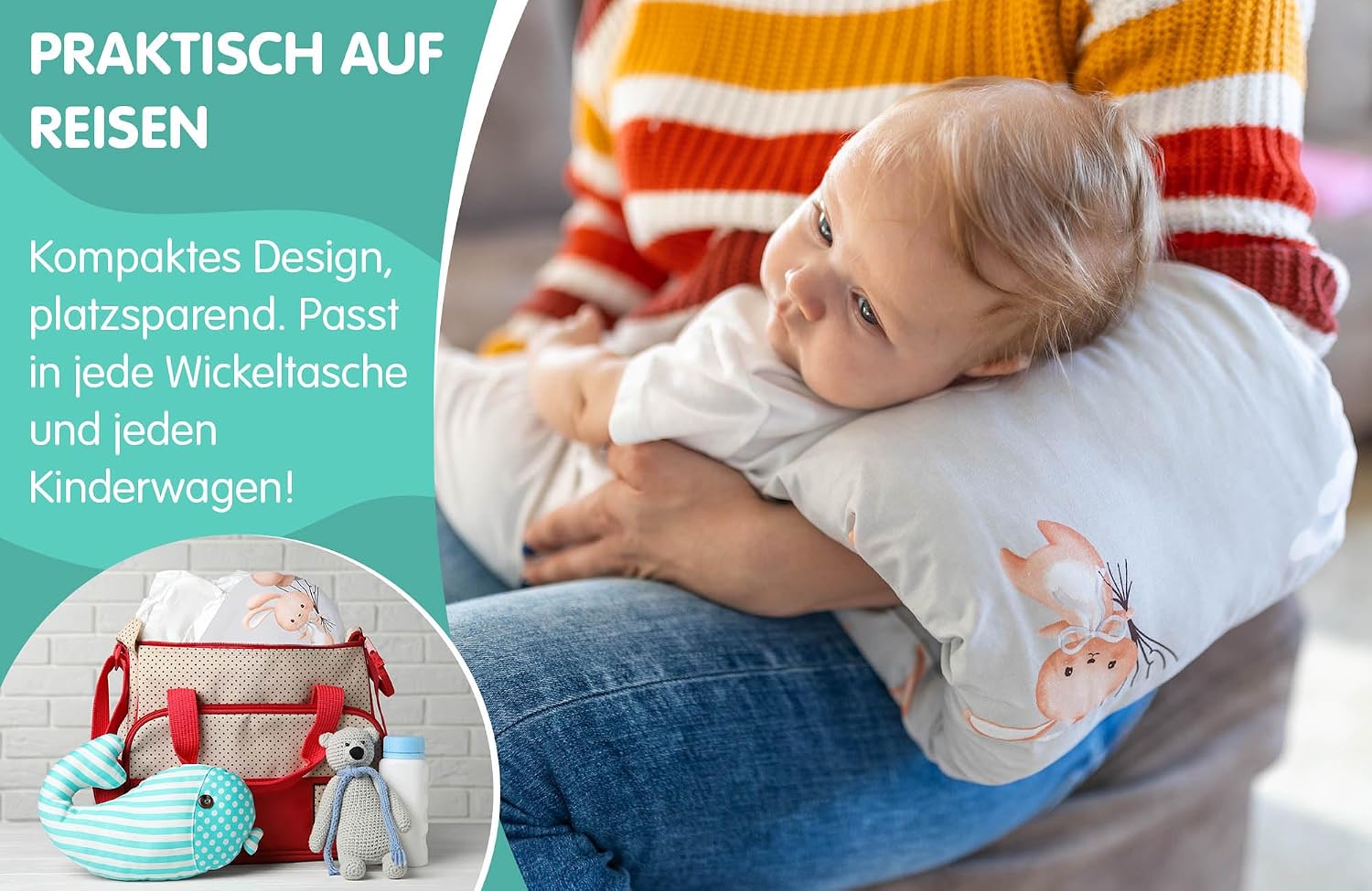Thumbnail 3 de Totsy Baby Coussin Allaitement Bebe 20 cm — cousinettes Brassard, soutien-bras et oreiller pratique