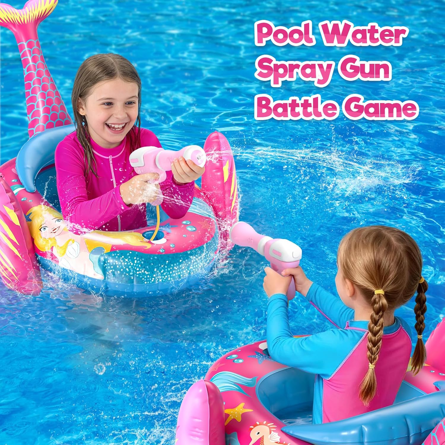 Thumbnail 2 de ASDGZD Mermaid Kids Pool Float with Water Gun — 44 x 29 inches inflatable