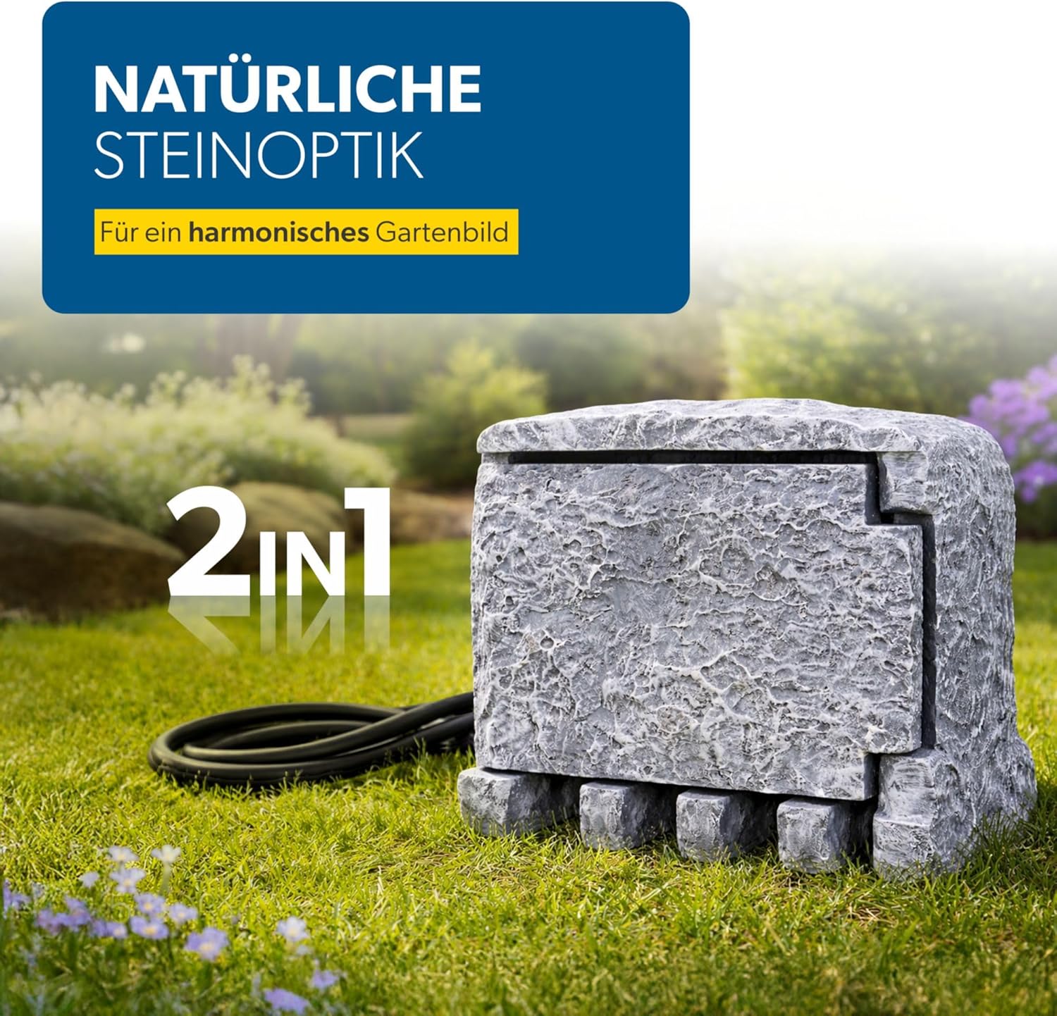 Thumbnail 3 de UNITEC Steckdosenverteiler Garten Steinoptik – 4 Steckdosen, IP44, Außensteckdose