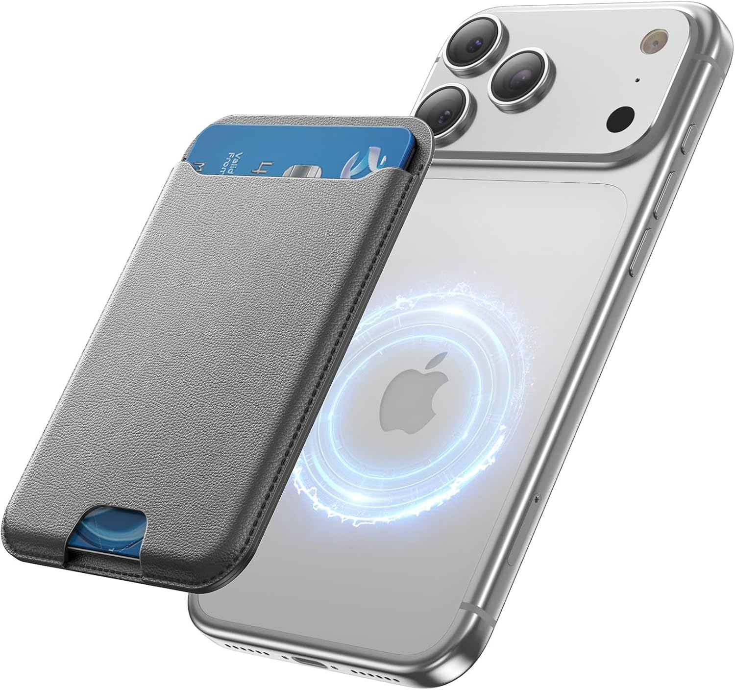 Detalle de TWZKG MagSafe Wallet 3 Cards Holder Titanium Grey