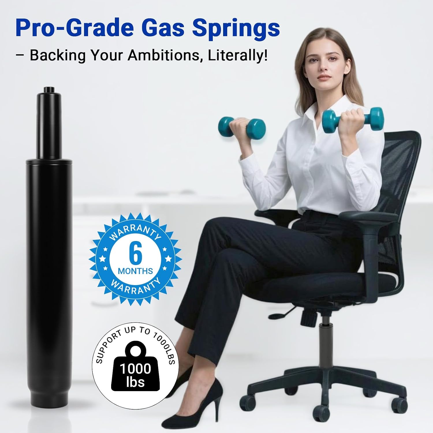 Thumbnail 3 de Rythalix RX-GAS-LIFT-S100-15-BLACK-CA-v1 Office Chair Cylinder, Top-Activated