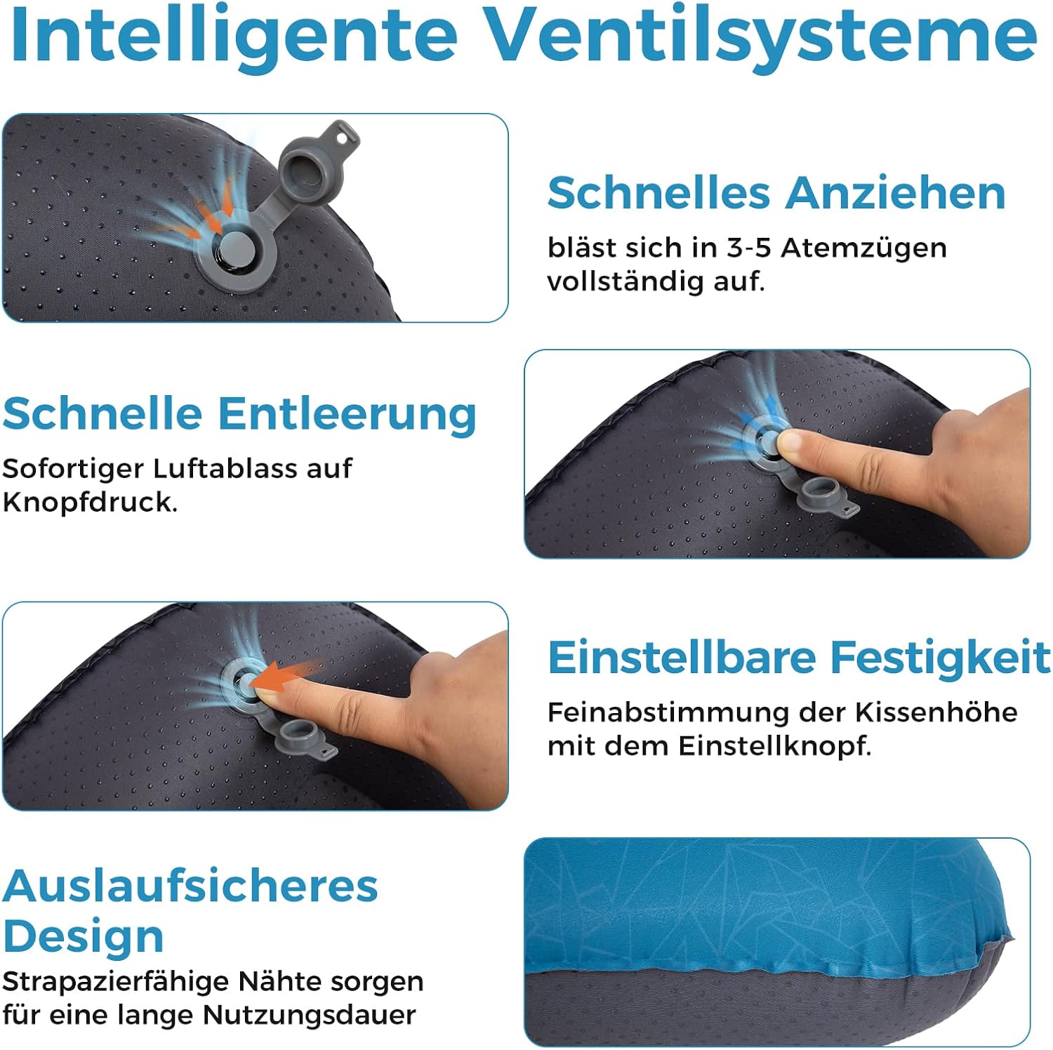 Thumbnail 3 de ATEPA Aufblasbares Kissen – Ultraleichtes, wasserdichtes Reisekissen mit ergonomischer Unterstützung